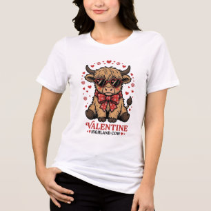 Schotse Hooglander Koe Valentijn Cute Vintage Grav Tri-Blend Shirt