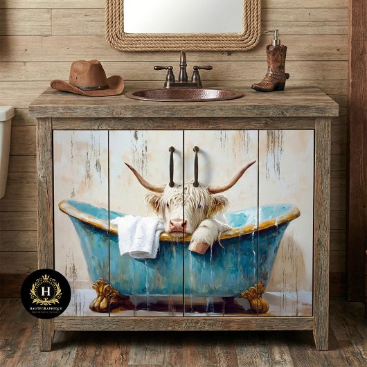 Schotse Hooglander Rustieke Boho Badkuip Spa Decou Tissuepapier