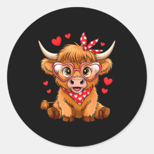 Schotse Hooglanders Koe Valentijnsdag Grappige Har Ronde Sticker
