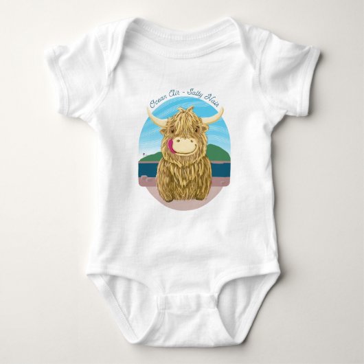 Schotse hooglandkabel met Ocean Salty Hair Romper (Voorkant)