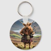 Schotse Hooglandkoe Bagpiper,  Sleutelhanger (Achterkant)