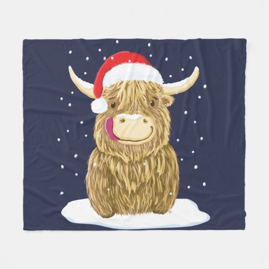 Schotse hooglandkoe in de kerstwinter fleece deken (Voorkant (Horizontaal))