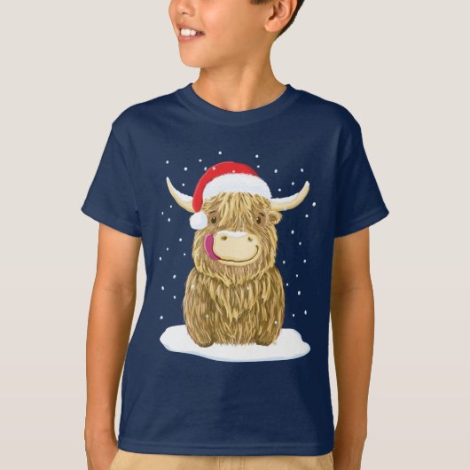 Schotse hooglandkoe in de kerstwinter t-shirt (Voorkant)