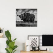 Schotse Hooglandkoe roodbont monotone Post Poster (Thuiskantoor)