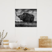 Schotse Hooglandkoe roodbont monotone Post Poster (Keuken)