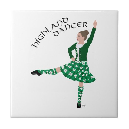 Schotse Hooglandse Danser - Groen Tegeltje (Voorkant)
