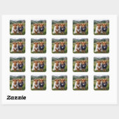 Schotse Huwelijk Hooglandrunderen Vierkante Sticker (Vel)