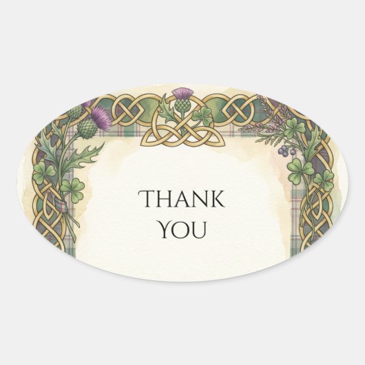 Schotse Ierse Shamrock Distel Dank U Sticker (Voorkant)