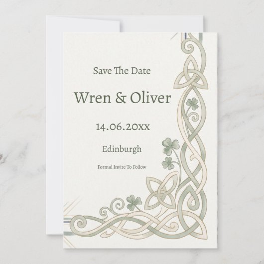 Schotse Ierse Shamrock Distel Save the Date Kaart (Voorkant)