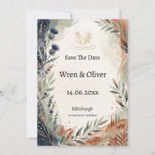 Schotse Italiaanse Botanische Save The Date Kaart