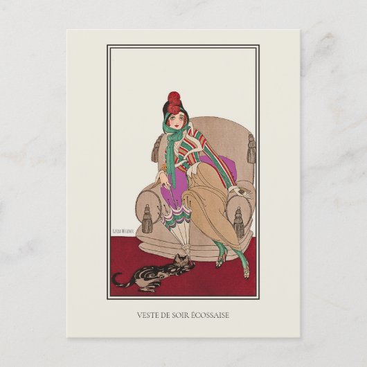 Schotse jas Cat Gerda Wegener Mode Briefkaart (Voorkant)