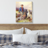 Schotse jongen met wolfhonden in een hoogland land canvas afdruk (Insitu (Slaapkamer))