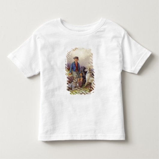 Schotse jongen met wolfhonden in een hoogland land kinder shirts (Voorkant)