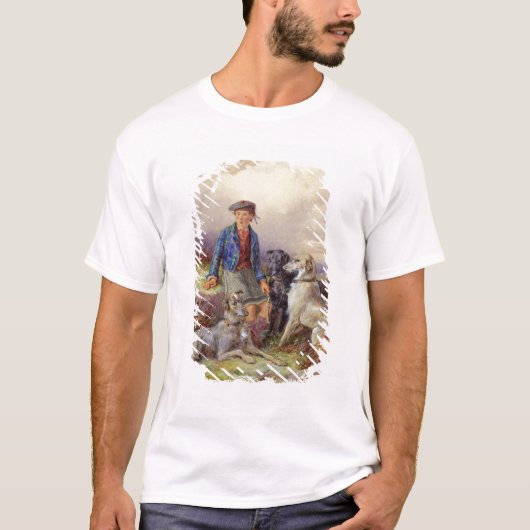 Schotse jongen met wolfhonden in een hoogland land t-shirt (Voorkant)