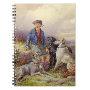 Schotse jongen met wolfshonden in een Schots lands Notitieboek