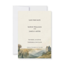 Schotse Kasteellandschap Save the Date Kaart