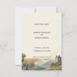 Schotse Kasteellandschap Save the Date Kaart
