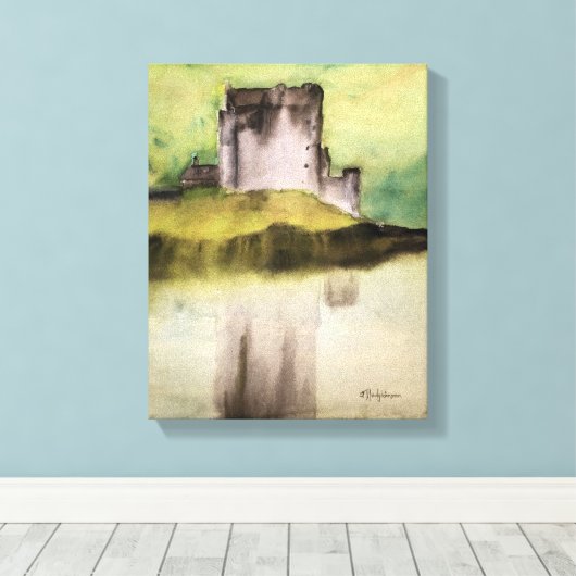 SCHOTSE KASTELEN, WATERVERF CANVAS PRINT (Insitu (Houten vloer))