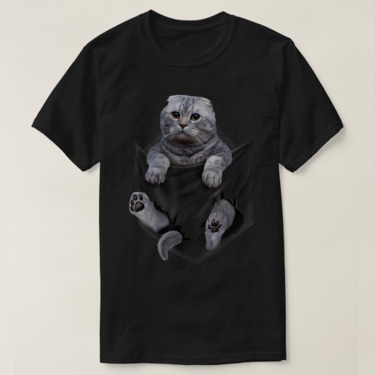 Schotse kat in Pocket T-shirt (Design voorkant)