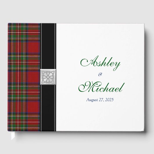 Schotse Keltische Royal Stuart Tartan bruiloft Gastenboek (Voorkant)