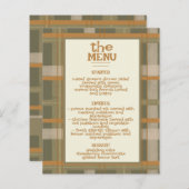 Schotse Keltische Tartan Patroon Wedding Menu (Voorkant / Achterkant)
