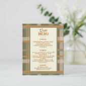 Schotse Keltische Tartan Patroon Wedding Menu (Staand voorkant)
