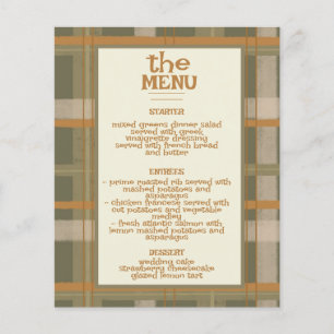 Schotse Keltische Tartan Patroon Wedding Menu