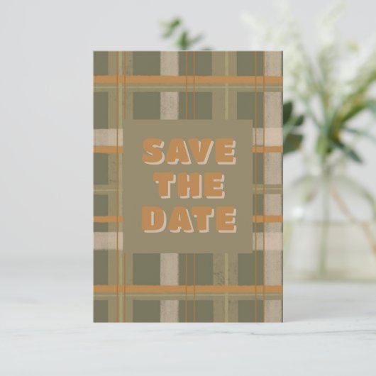 Schotse Keltische Tartan Patroon Wedding Save The Date (Staand voorkant)
