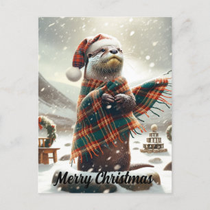 Schotse kerst otter kerst briefkaart