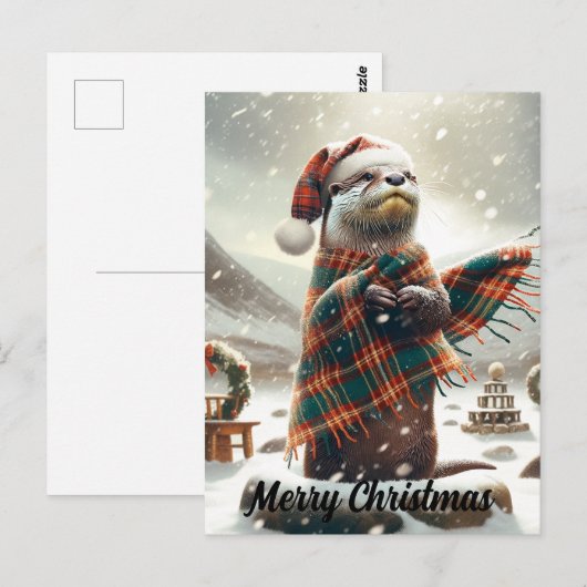 Schotse kerst otter kerst briefkaart (Voorkant / Achterkant)
