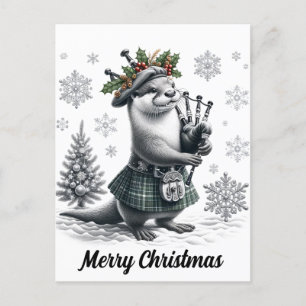 Schotse kerst otter kerst briefkaart