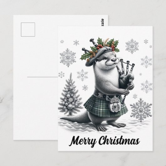 Schotse kerst otter kerst briefkaart (Voorkant / Achterkant)
