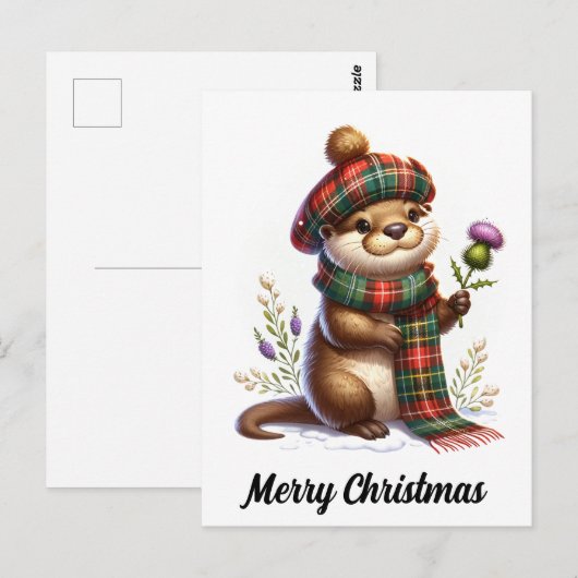 Schotse kerst otter kerst briefkaart (Voorkant / Achterkant)