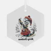 Schotse kerst otter kerst glas ornament (Achterkant)