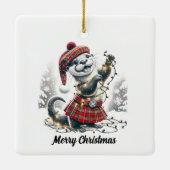 Schotse kerst otter kerst keramisch ornament (Achterkant)