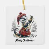 Schotse kerst otter kerst keramisch ornament (Voorkant)