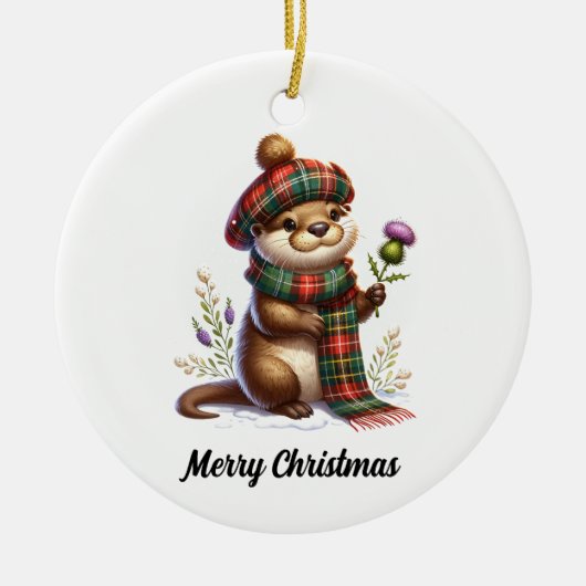 Schotse kerst otter kerst keramisch ornament (Voorkant)