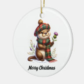 Schotse kerst otter kerst keramisch ornament (Links)