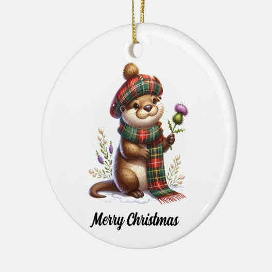 Schotse kerst otter kerst keramisch ornament (Links)