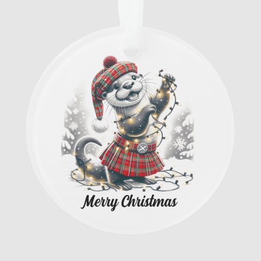 Schotse kerst otter kerst ornament (achterkant)