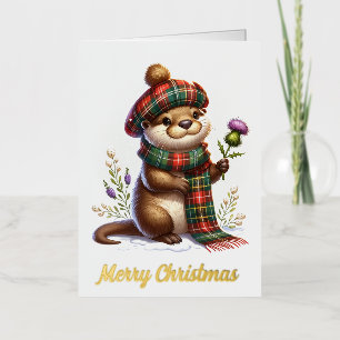 Schotse Kerst Otter Kerstmis Folie Wenskaart