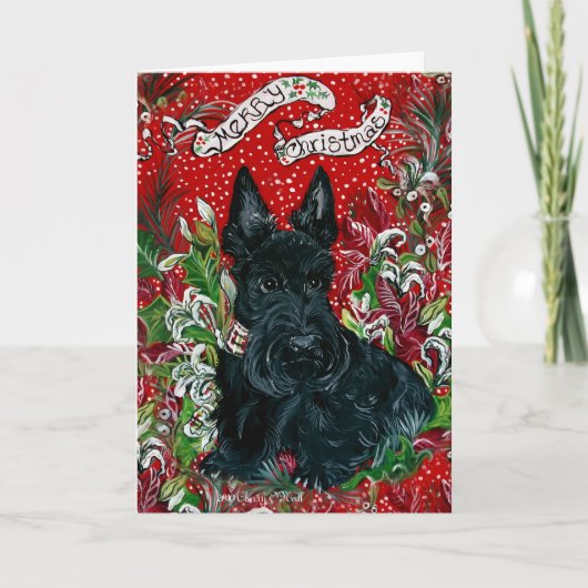 Schotse Kerstmis van Terrier Feestdagen Kaart (Voorkant)