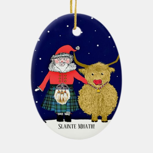 schotse kerstversiering keramisch ornament (Achterkant)