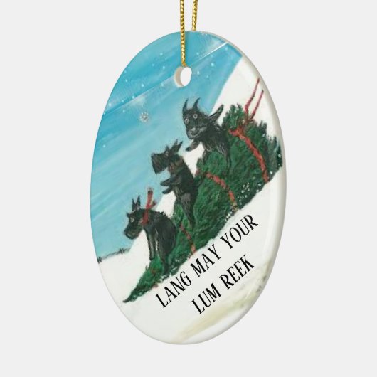 schotse kerstversiering keramisch ornament (Links)