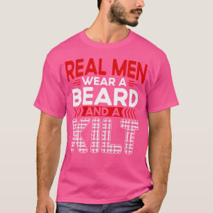 Schotse Kilt Echte Mannen Dragen Een Baard En Een T-shirt