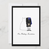 Schotse kilt Wedding Invitation - Blue & Black Kaart (Voorkant)