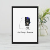 Schotse kilt Wedding Invitation - Blue & Black Kaart (Staand voorkant)