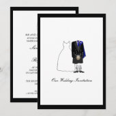 Schotse kilt Wedding Invitation - Blue & Black Kaart (Voorkant / Achterkant)