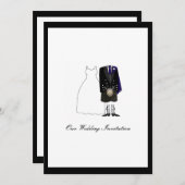 Schotse kilt Wedding Invitation - Navy Blue Kaart (Voorkant / Achterkant)