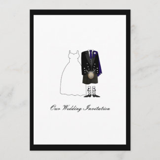 Schotse kilt Wedding Invitation - Navy Blue Kaart